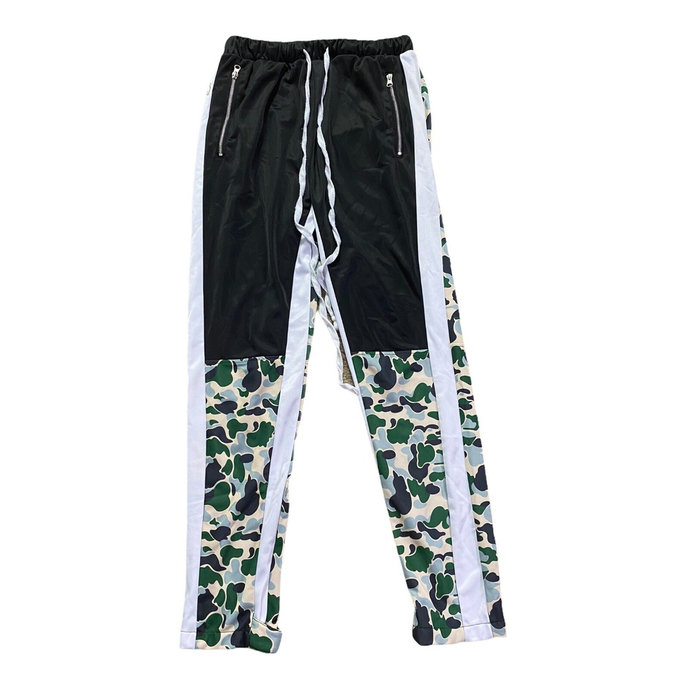American Stitch Men Camo/Black Printed Jogger large W/ Zips, Snap Roll Tabs